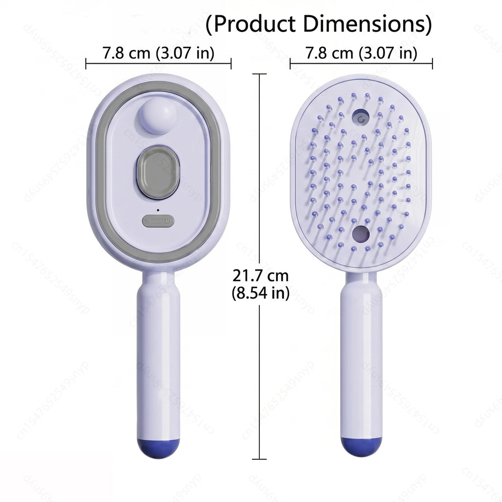 Electric Spray Hair Brush 2-In-1 Misting Hair Brush with Water Spray Reduce Frizz Anti-Static Retractable Steam Massage Comb